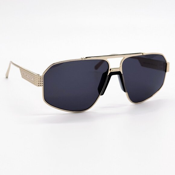 NEW PHILIPP PLEIN SUNGLASSES SPP106M 302 PILOT GOLD/GRAY MEN EYEWEAR PHILIPP PLE - Picture 1 of 10